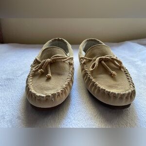 Suede Jack Frost Men’s Leather Sherpa Tan Moccasin Slippers